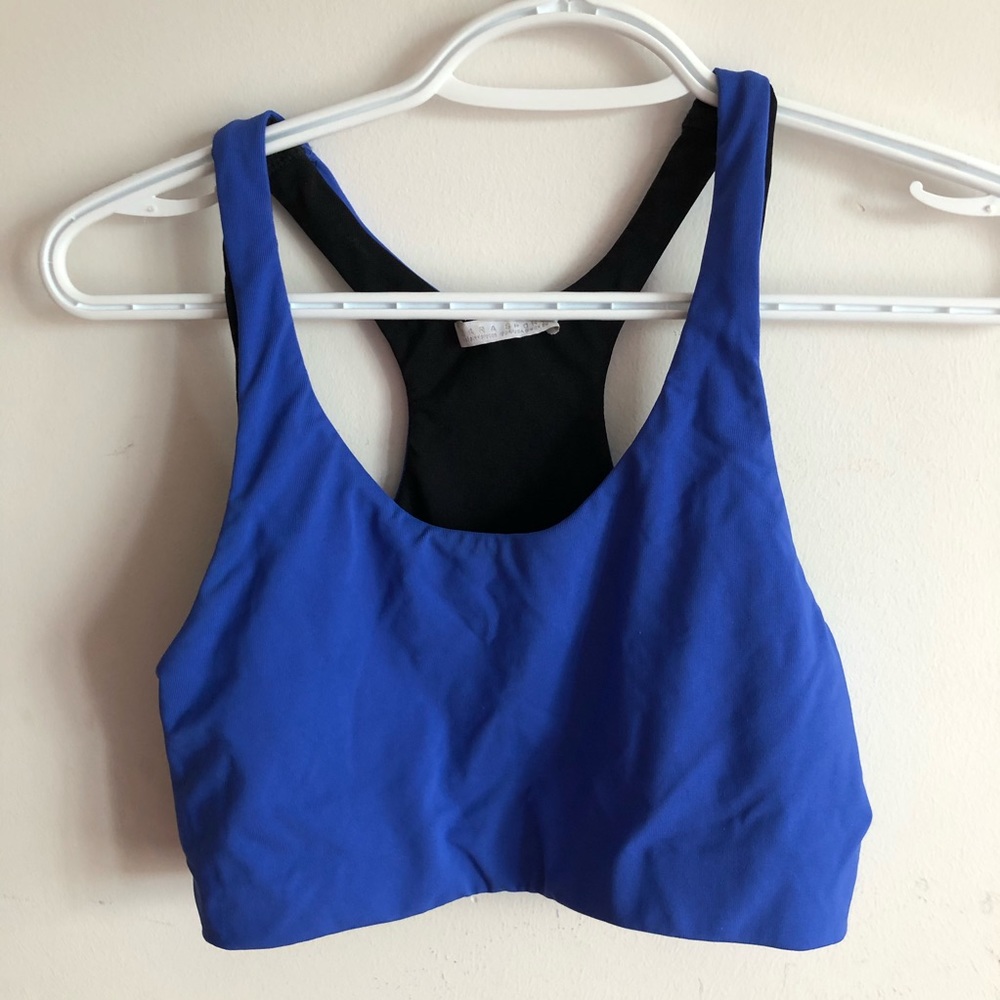 REVERSIBLE BLUE/BLACK sports bra